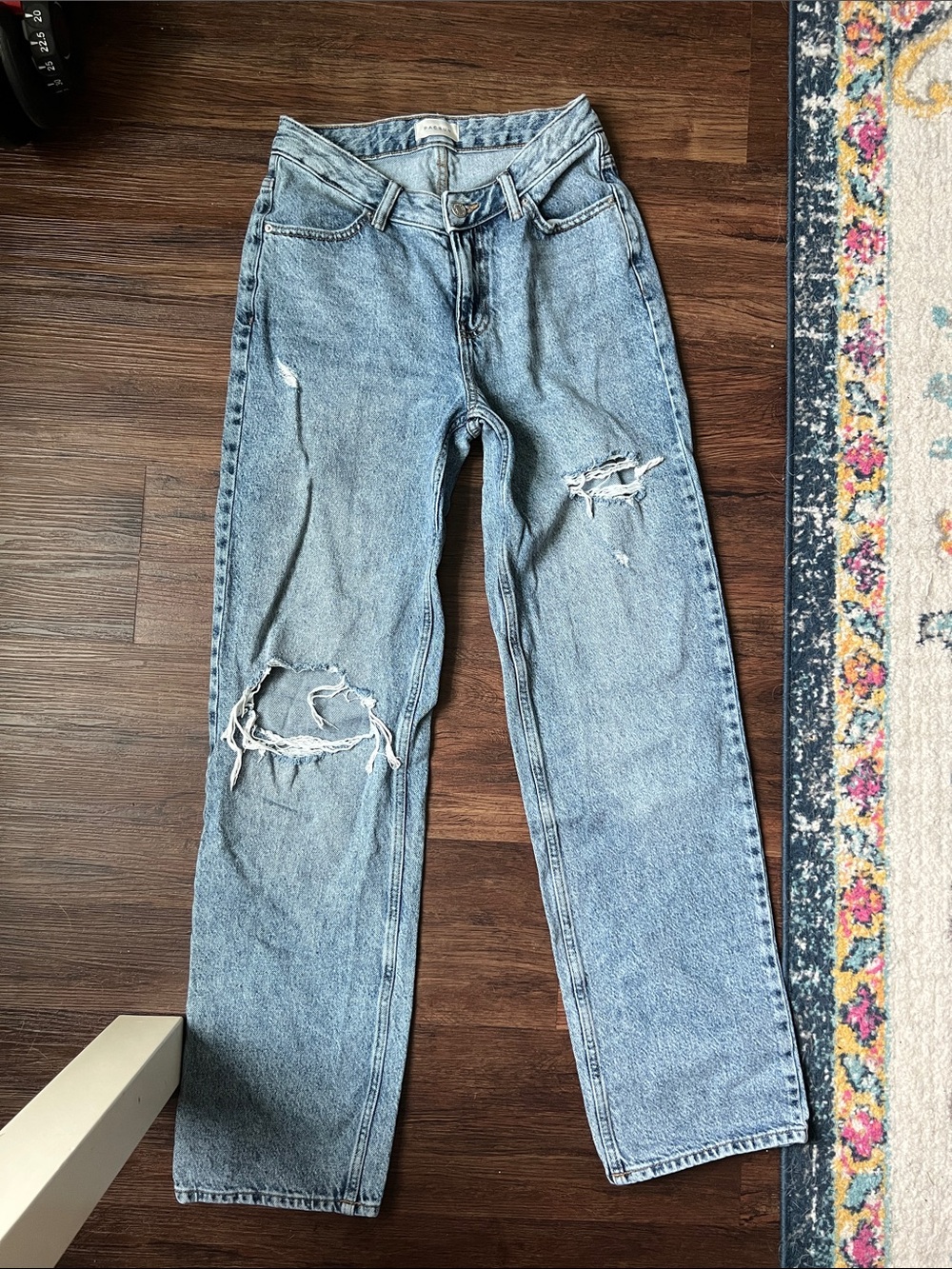 PacSun Light Blue Distressed Straight Leg Jeans V cut